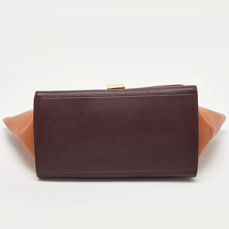 Pre Owned Celine Tri Color Leather Medium Trapeze Bag