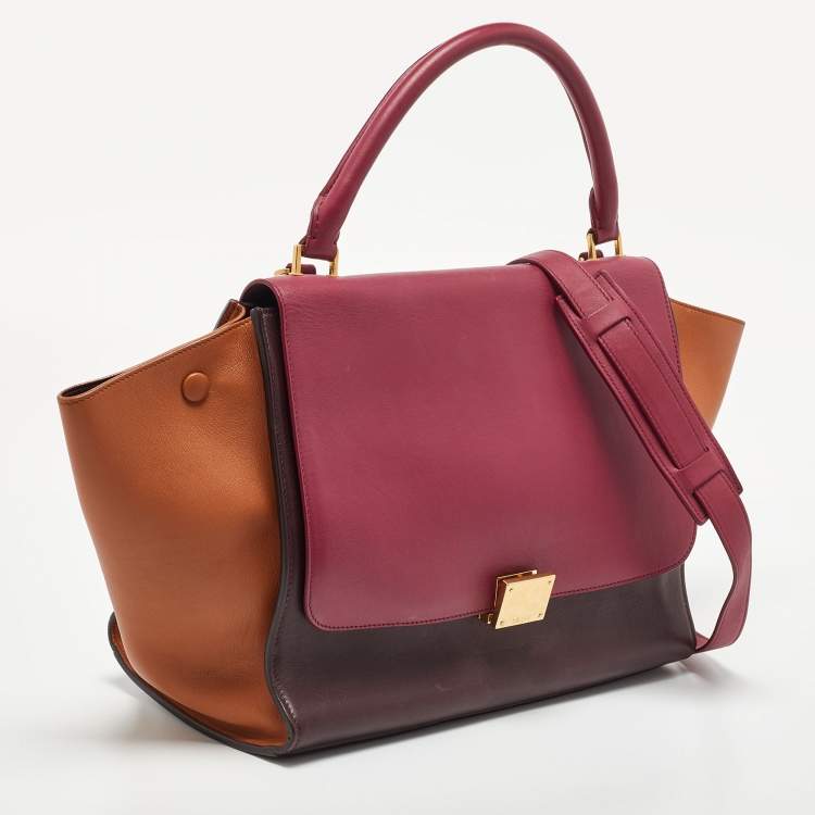 Pre Owned Celine Tri Color Leather Medium Trapeze Bag