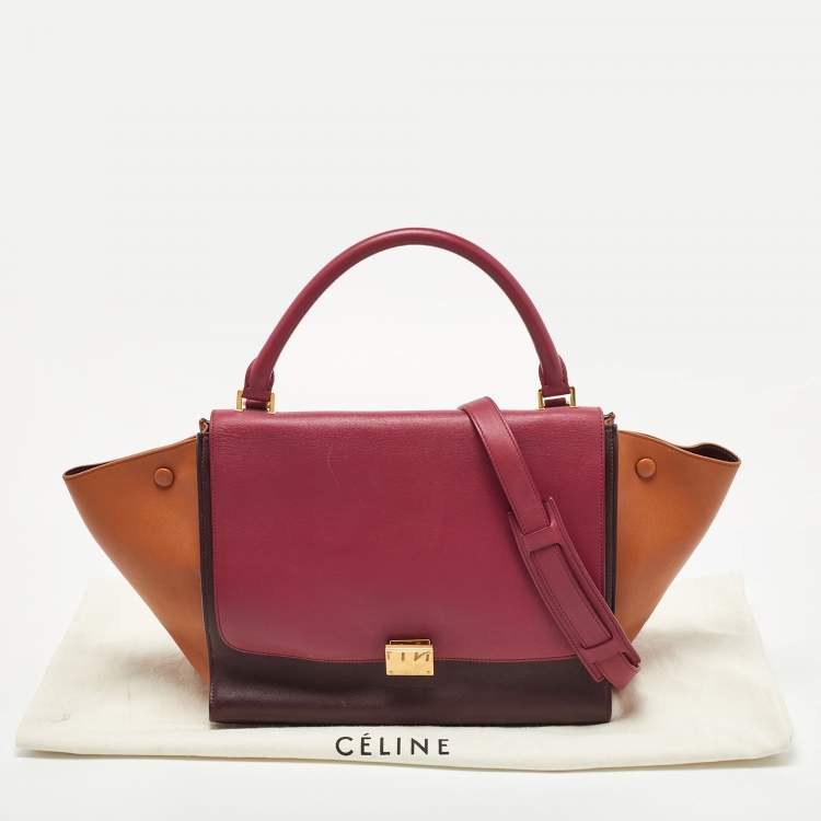 Pre Owned Celine Tri Color Leather Medium Trapeze Bag