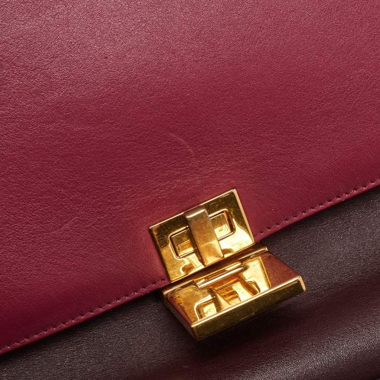 Pre Owned Celine Tri Color Leather Medium Trapeze Bag