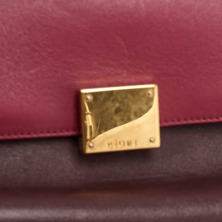 Pre Owned Celine Tri Color Leather Medium Trapeze Bag