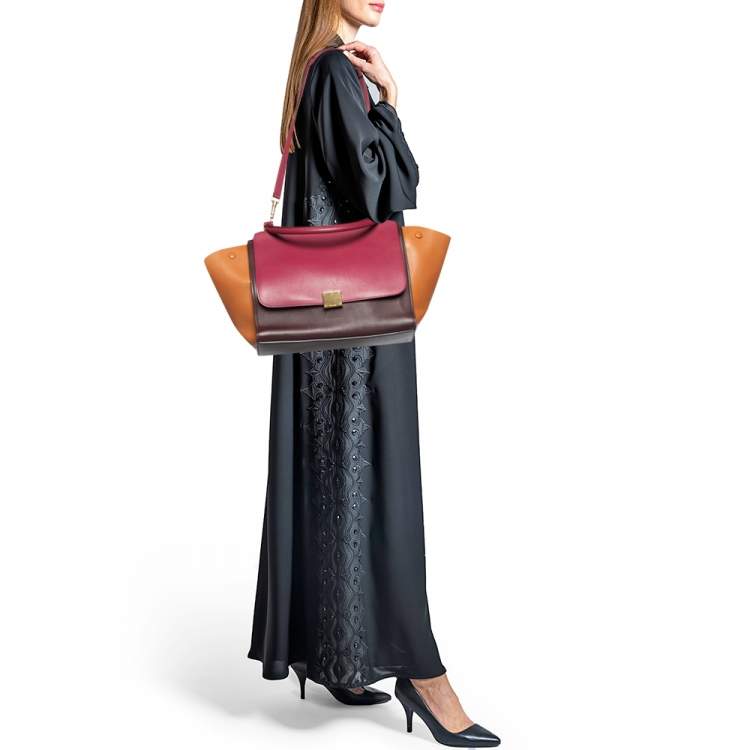 Pre Owned Celine Tri Color Leather Medium Trapeze Bag