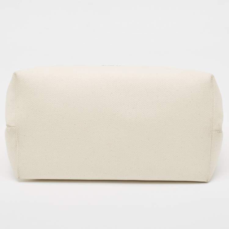 Pre Owned Celine Brown/Off White Canvas and Leather Vertical Cabas Tote