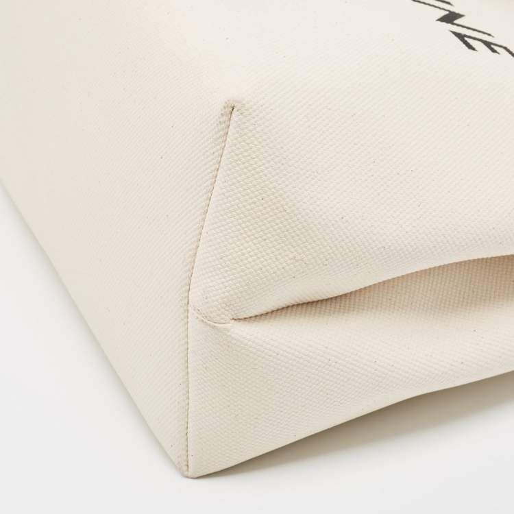 Pre Owned Celine Brown/Off White Canvas and Leather Vertical Cabas Tote