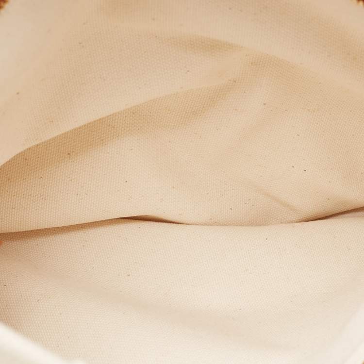 Pre Owned Celine Brown/Off White Canvas and Leather Vertical Cabas Tote