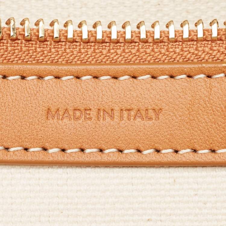 Pre Owned Celine Brown/Off White Canvas and Leather Vertical Cabas Tote