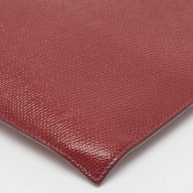 Pre Owned Celine Red Leather Zip Pouch