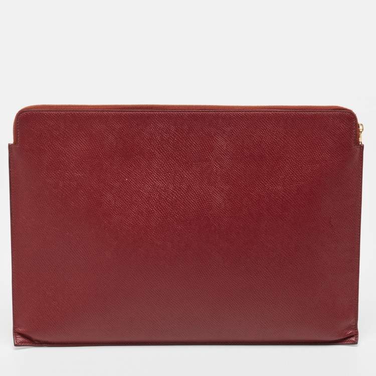 Pre Owned Celine Red Leather Zip Pouch