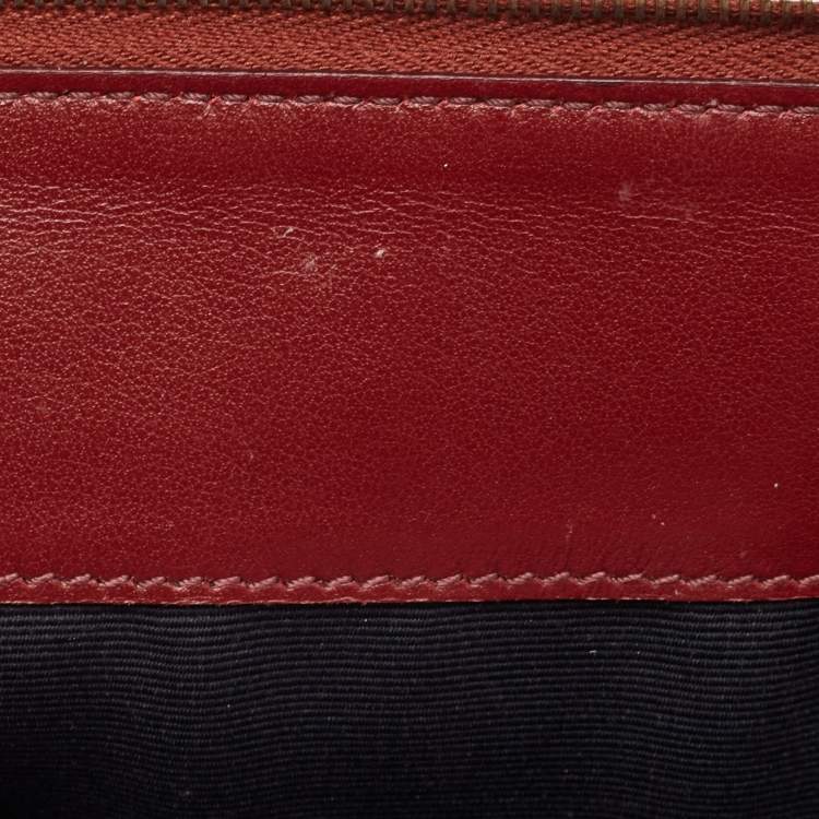 Pre Owned Celine Red Leather Zip Pouch