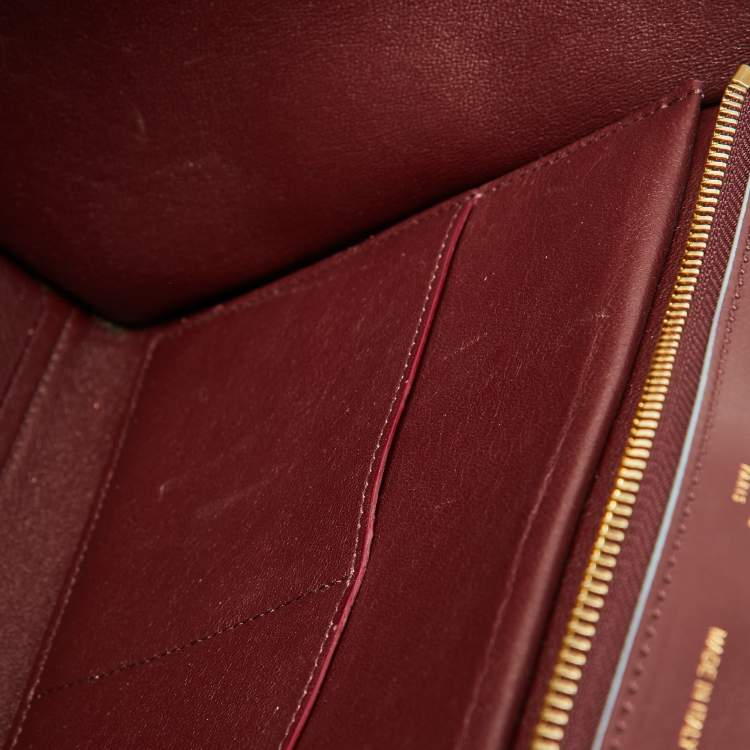 Pre Owned Celine Burgundy/Blue Leather Small Trapeze Top Handle Bag