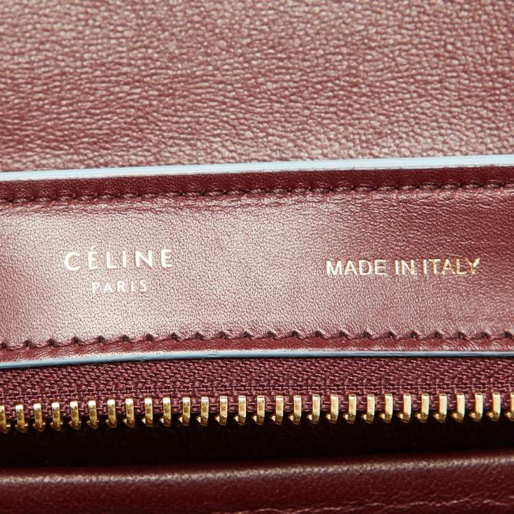 Pre Owned Celine Burgundy/Blue Leather Small Trapeze Top Handle Bag
