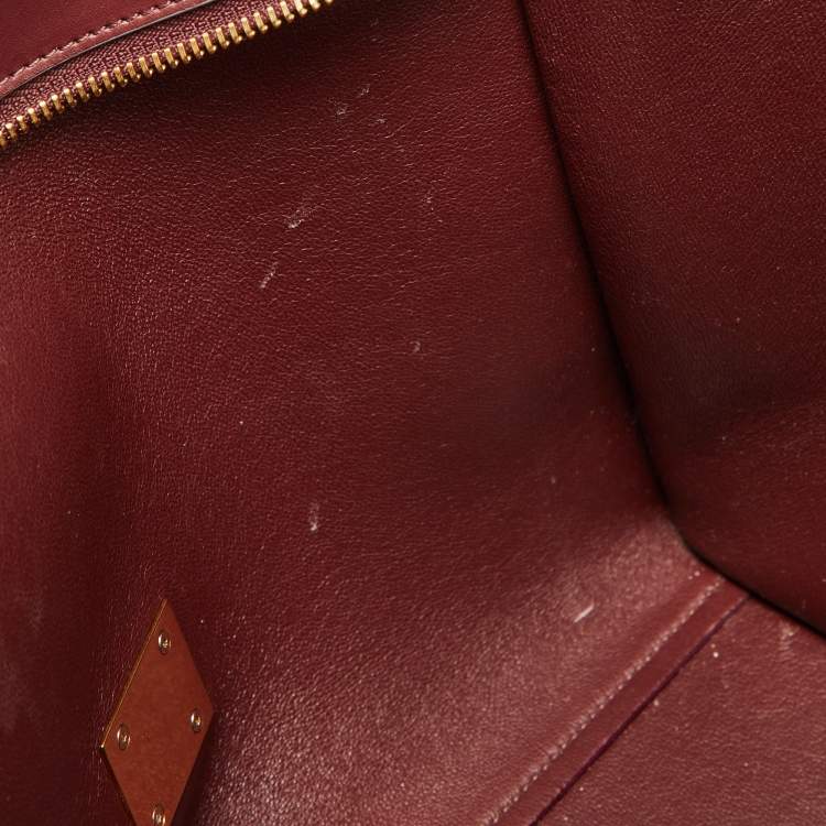 Pre Owned Celine Burgundy/Blue Leather Small Trapeze Top Handle Bag