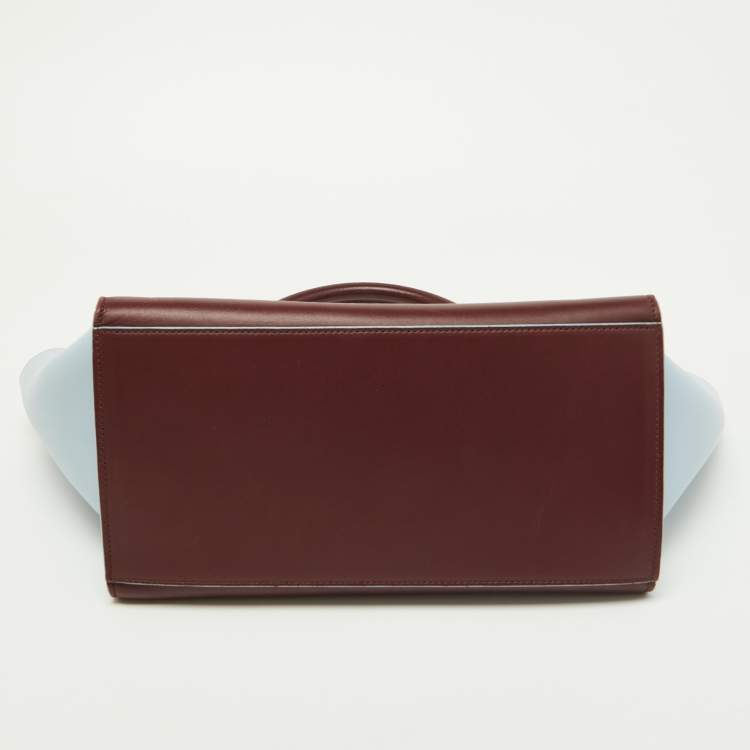 Pre Owned Celine Burgundy/Blue Leather Small Trapeze Top Handle Bag