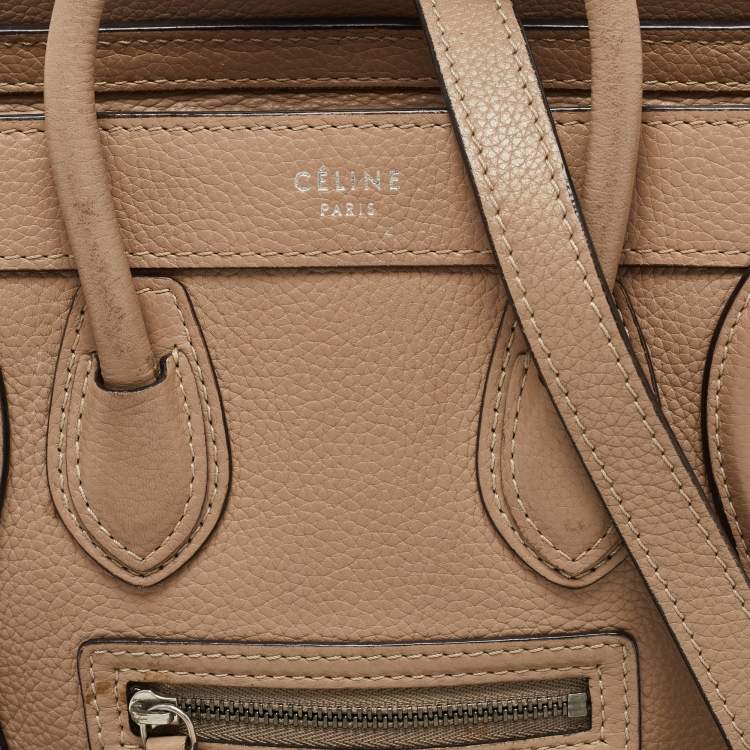 Pre Owned Céline Beige Leather Nano Luggage Tote