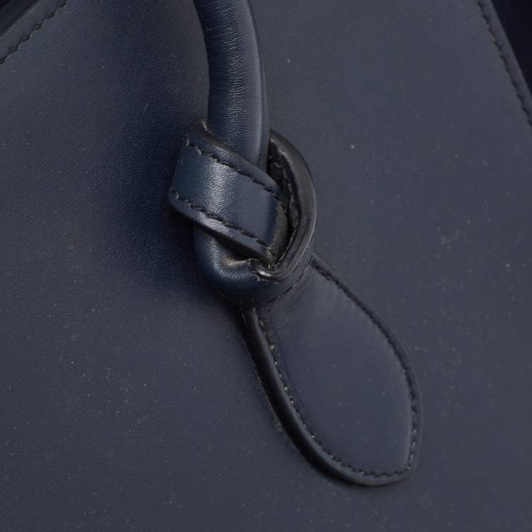 Pre Owned Celine Navy Blue Leather Mini Tie Tote