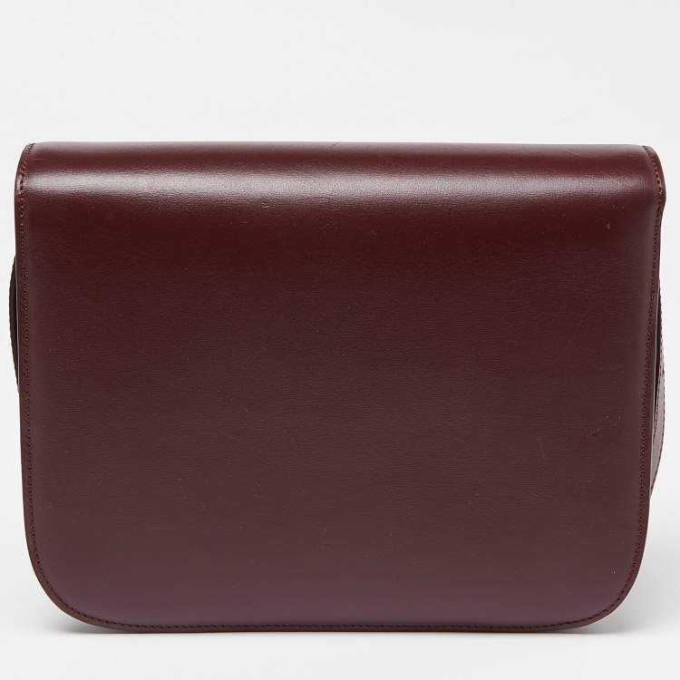 Pre Owned Celine Burgundy Leather Medium Classic Box Shoulder Bag