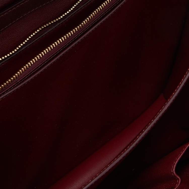 Pre Owned Celine Burgundy Leather Medium Classic Box Shoulder Bag
