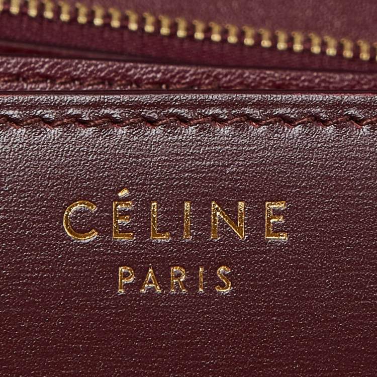 Pre Owned Celine Burgundy Leather Medium Classic Box Shoulder Bag