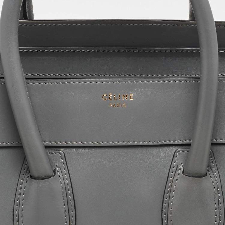 Pre Owned Celine Grey Leather Mini Luggage Tote