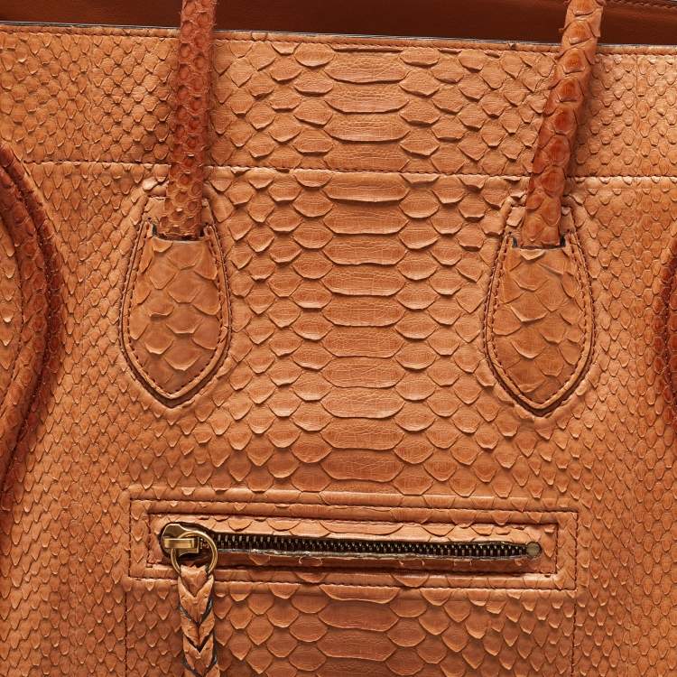 Pre Owned Celine Tan Python Medium Phantom Luggage Tote 