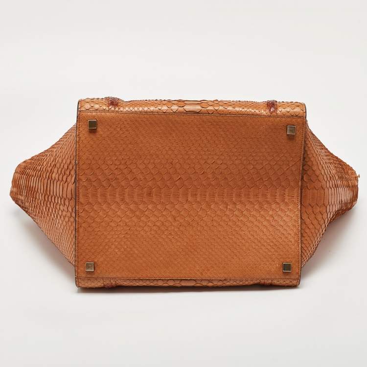 Pre Owned Celine Tan Python Medium Phantom Luggage Tote 