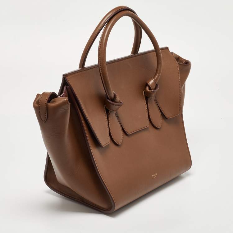 Pre Owned Celine Brown Leather Mini Tie Tote
