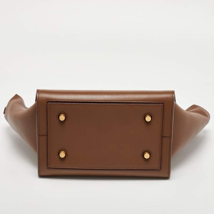 Pre Owned Celine Brown Leather Mini Tie Tote