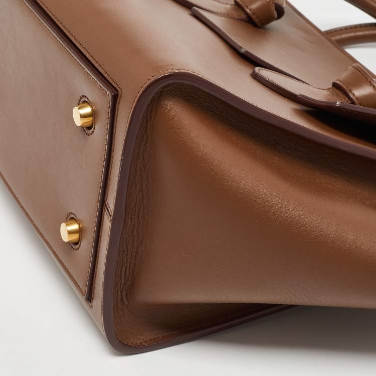 Pre Owned Celine Brown Leather Mini Tie Tote