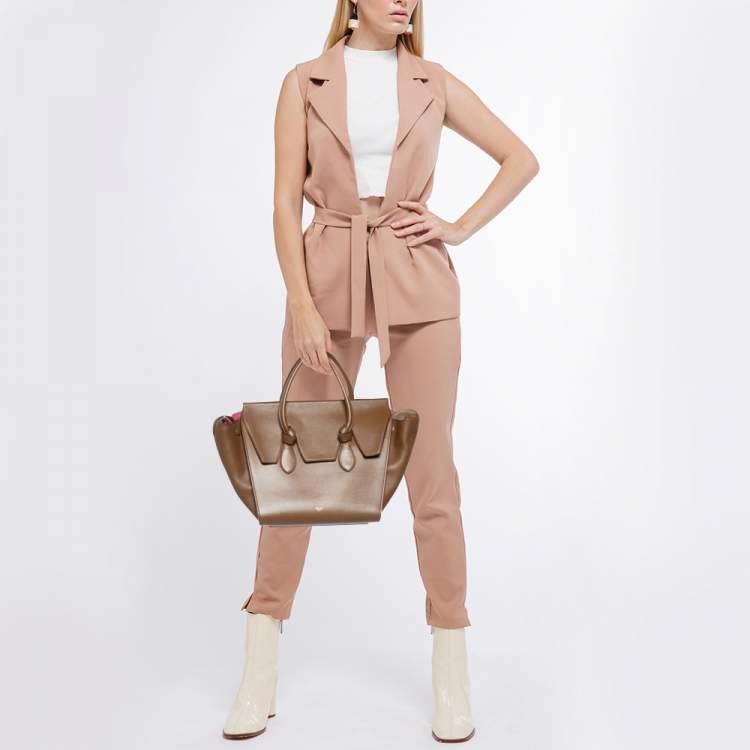 Pre Owned Celine Brown Leather Mini Tie Tote