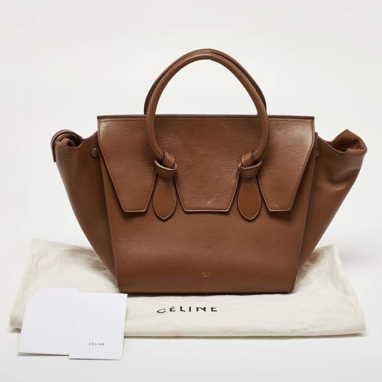 Pre Owned Celine Brown Leather Mini Tie Tote