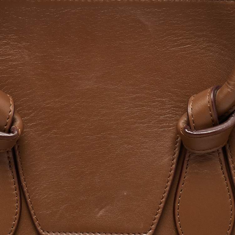 Pre Owned Celine Brown Leather Mini Tie Tote