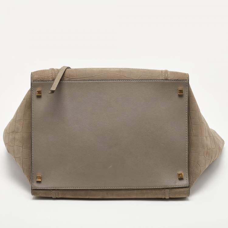 Pre Owned Céline Grey Croc Embossed Leather Large Phantom Luggage Tote