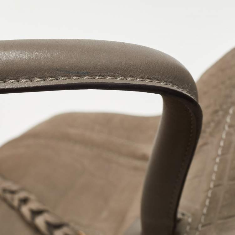 Pre Owned Céline Grey Croc Embossed Leather Large Phantom Luggage Tote