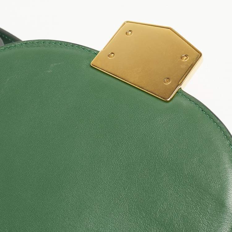 Pre Owned Celine Green Leather Small Trotteur Crossbody Bag