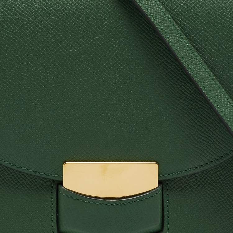 Pre Owned Celine Green Leather Small Trotteur Crossbody Bag