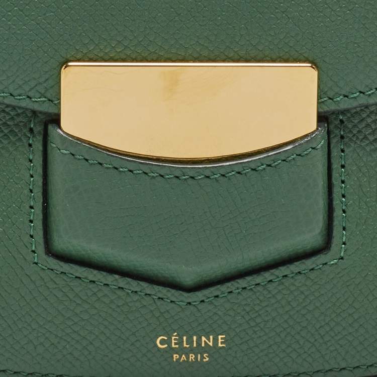 Pre Owned Celine Green Leather Small Trotteur Crossbody Bag