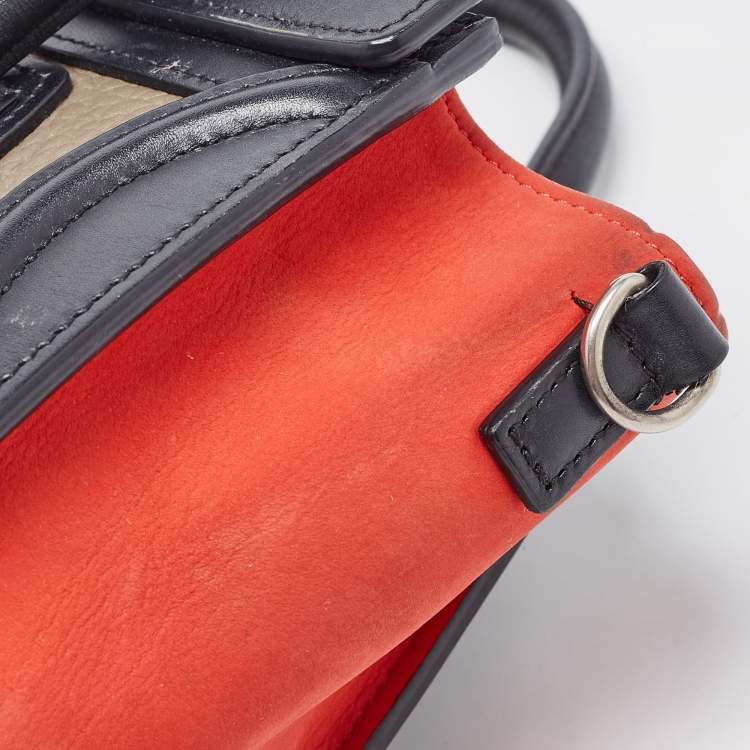 Pre Owned Celine Tri Color Leather and Nubuck Nano Luggage Tote