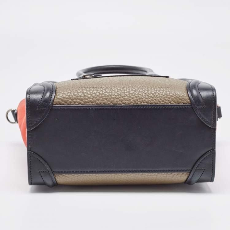 Pre Owned Celine Tri Color Leather and Nubuck Nano Luggage Tote