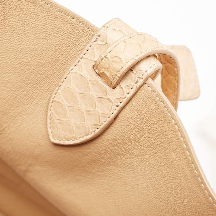 Pre Owned Celine Beige Python Medium Phantom Luggage Tote