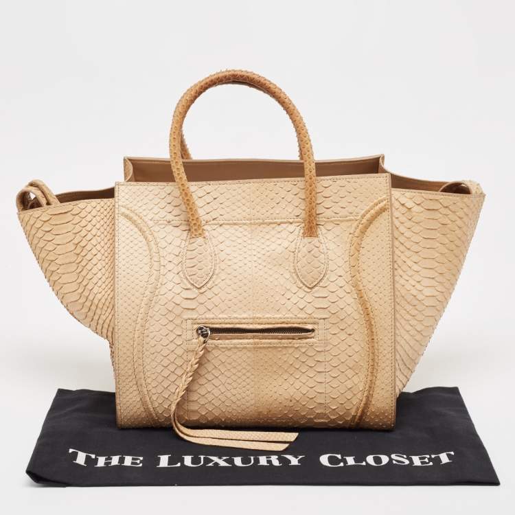 Pre Owned Celine Beige Python Medium Phantom Luggage Tote