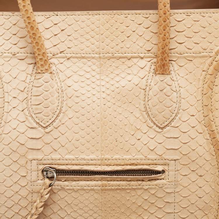 Pre Owned Celine Beige Python Medium Phantom Luggage Tote