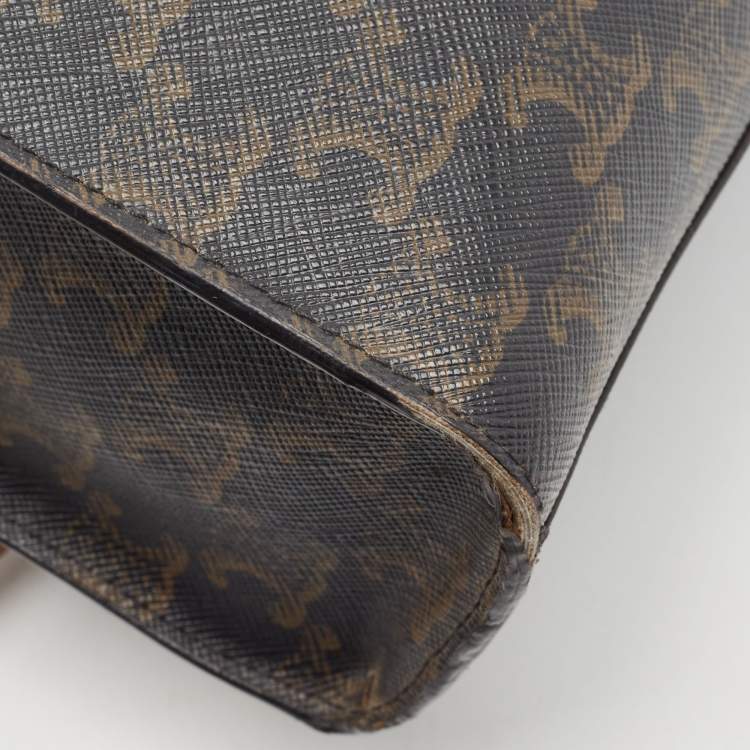 Pre Owned Celine Brown Triomphe Canvas and Leather Small Vertical Cabas Tote 