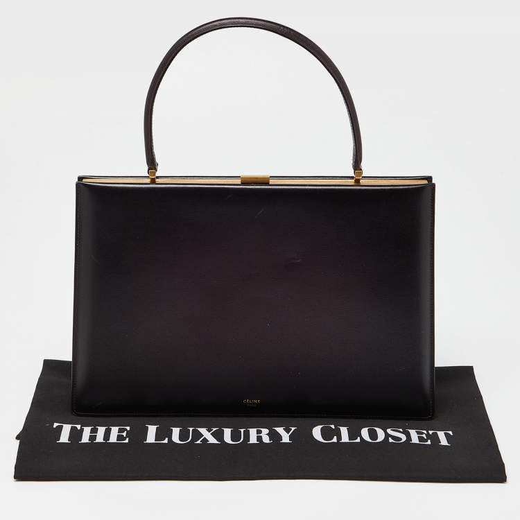 Pre Owned Celine Burgundy Leather Frame Top Handle Bag
