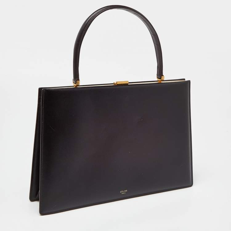 Pre Owned Celine Burgundy Leather Frame Top Handle Bag