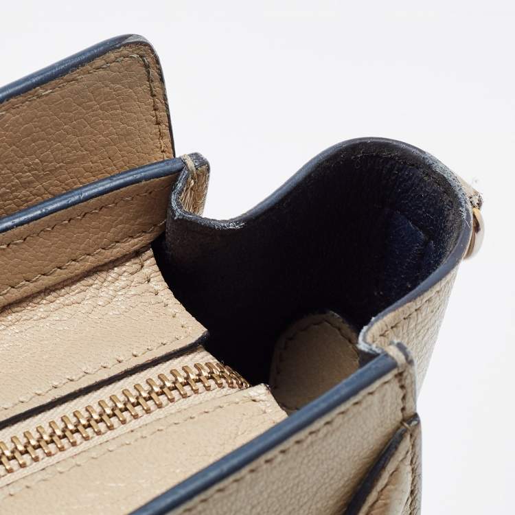 Pre Owned Celine Beige Leather Nano Luggage Tote
