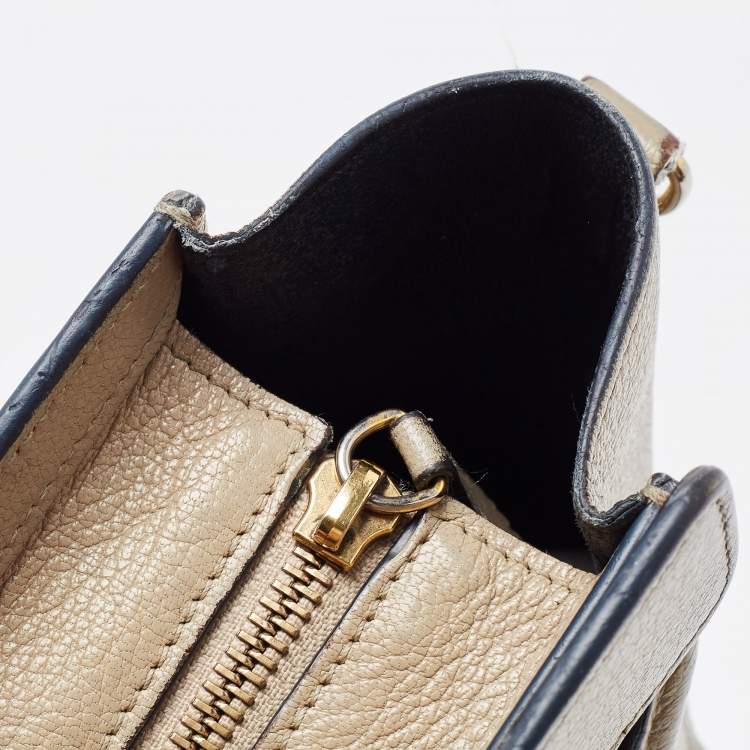 Pre Owned Celine Beige Leather Nano Luggage Tote