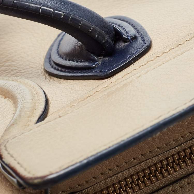Pre Owned Celine Beige Leather Nano Luggage Tote