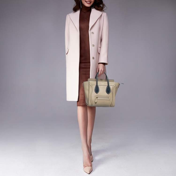 Pre Owned Celine Beige Leather Nano Luggage Tote