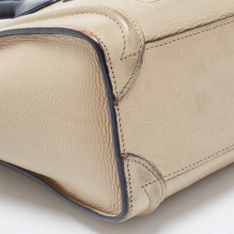 Pre Owned Celine Beige Leather Nano Luggage Tote