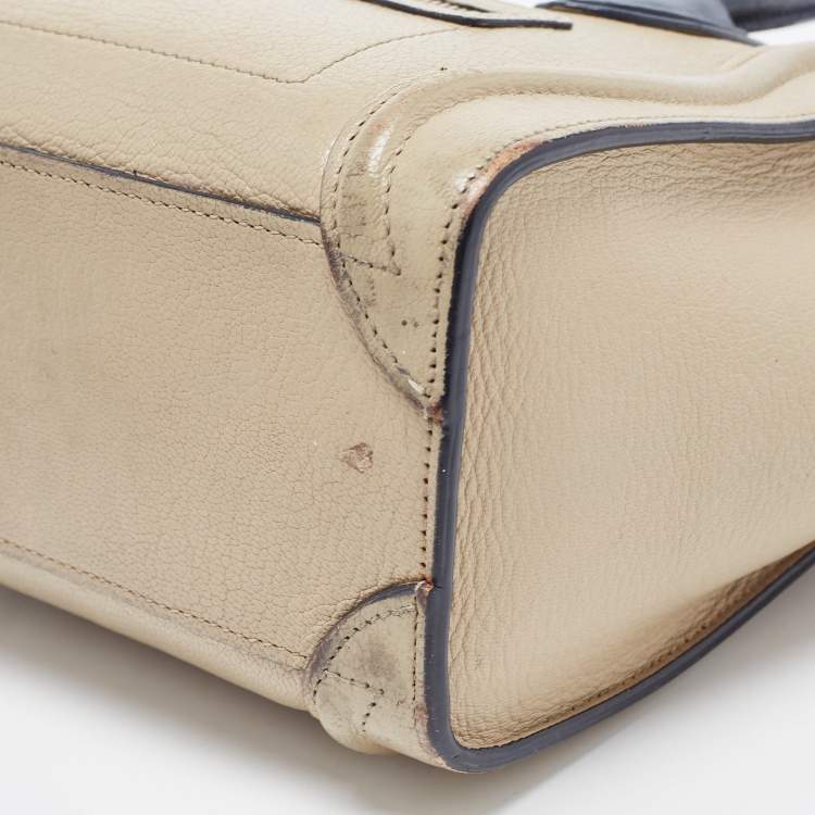 Pre Owned Celine Beige Leather Nano Luggage Tote